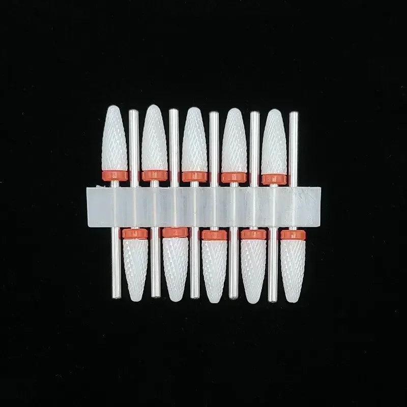 10PCS Ceramic Nail Drill Bits - Rotary Milling Cutters for Gel Polish Removal & Nail Grinding Machine Accessories