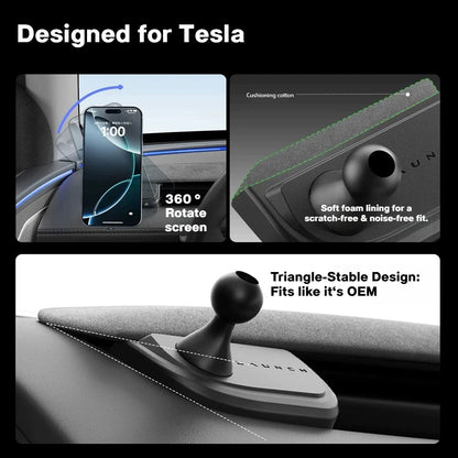 Magnetic Tesla Phone Holder – 360° Rotatable Car Mount for Model 3 Highland and Model Y Juniper