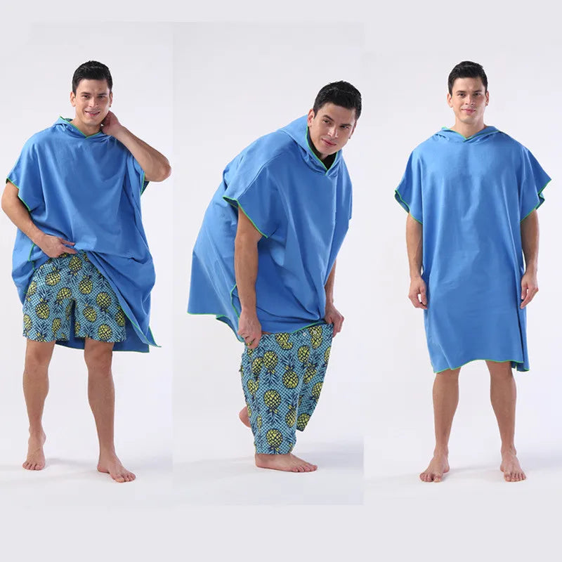 Microfiber Hooded Towel for Men & Women – Quick Dry Changing Robe, Beach, Swim & Travel Poncho Bathrobe