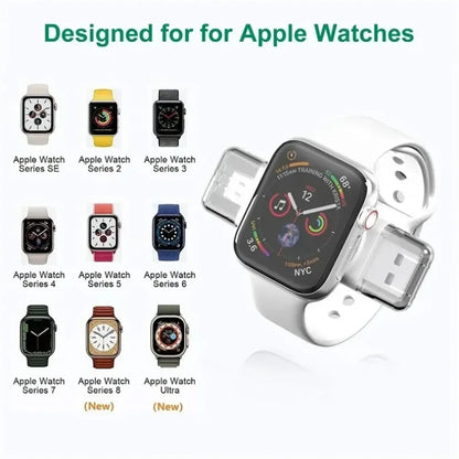 Magnetic Wireless Watch Charger USB-C — Fast Charging for Apple Watch 9/8/7/6/5/4/SE & Samsung Galaxy Watch 7/6/5/4 Active 1/2