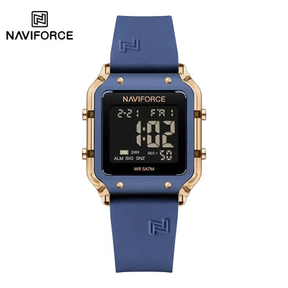 NAVIFORCE Women's Digital Sports Watch - Waterproof Silicone Strap with Time, Date & Week Display