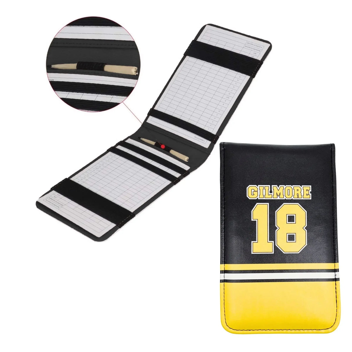 Happy Gilmore 18 Golf Scorecard Holder - 4.5 × 7 Inch PU Leather Yardage Book Cover for Golf Accessories