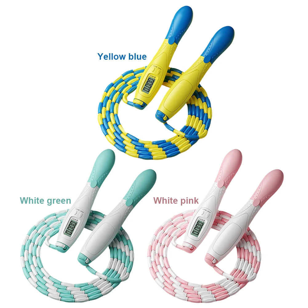 Beaded Jump Rope with Counter – Adjustable Plastic Segmented Skipping Rope for Kids & Adults