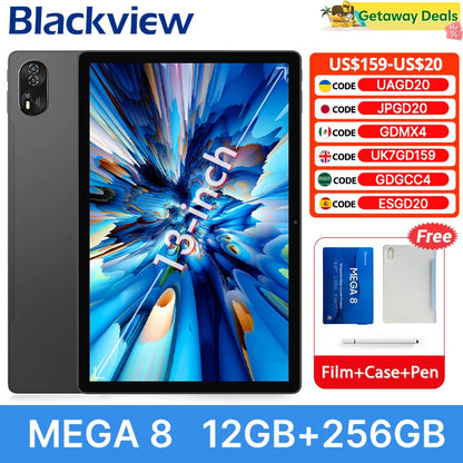 Blackview MEGA 8 Tablet – 13" FHD+ 90Hz Display, 11000mAh, Android 15, 50MP Camera, 4 Speakers, 4G Pad PC