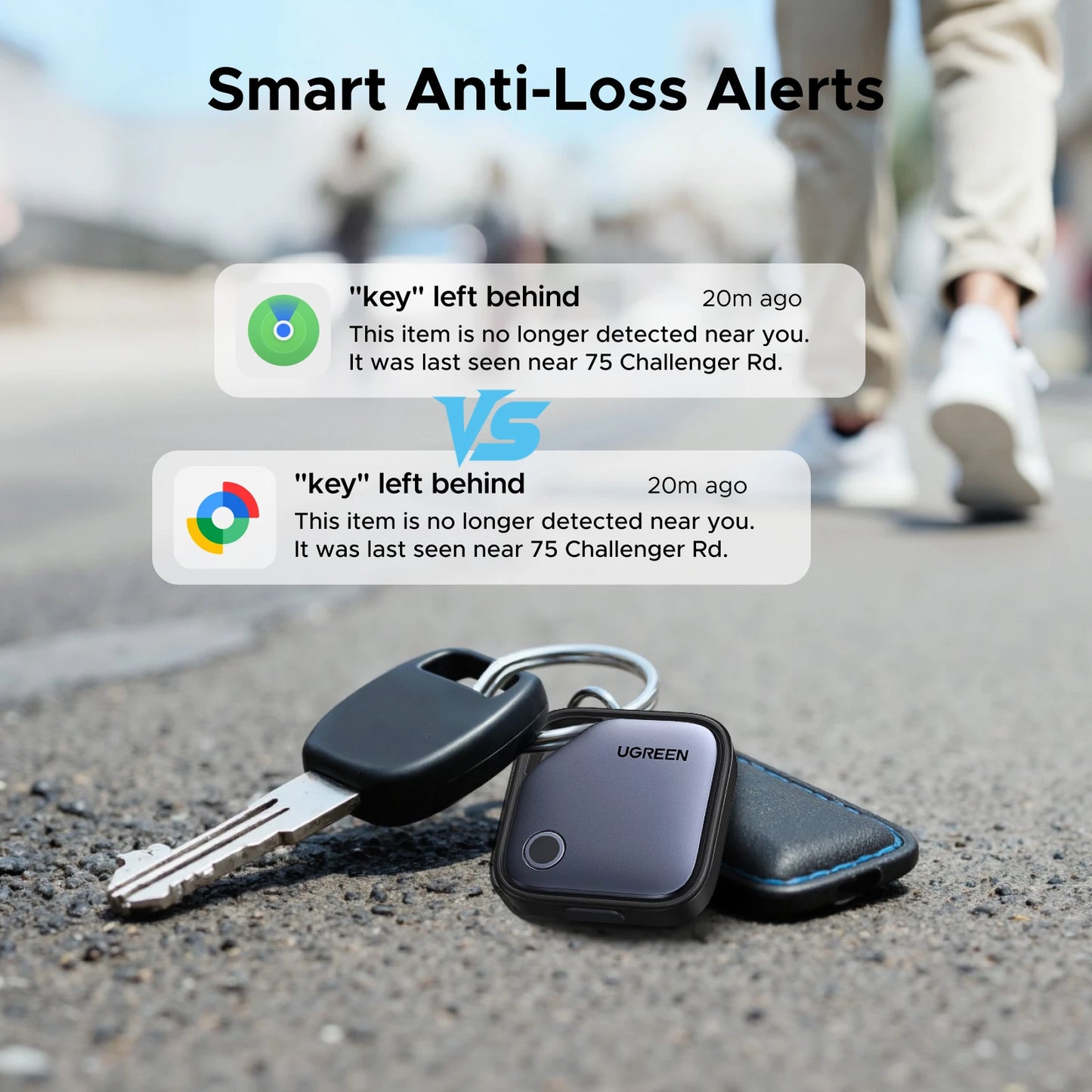UGREEN Smart Bluetooth Tracker Card - Apple Find My & Android Find Hub Compatible