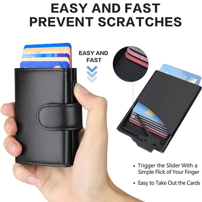 RFID Microfiber Leather Men’s Trifold Wallet – Slim Fashion Card Holder with Coin Pocket and Money Bag