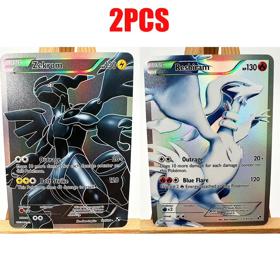 PTCG White & Black Victini Zekrom Reshiram Cards - English Anime Trading Card Collection