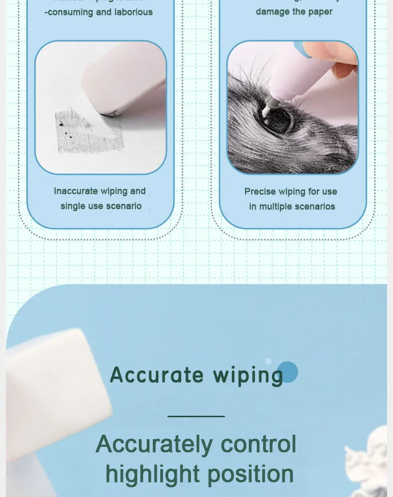 Electric Rubber Eraser Pen by Deli — Adjustable Auto Eraser for Writing, Sketching, and Drawing