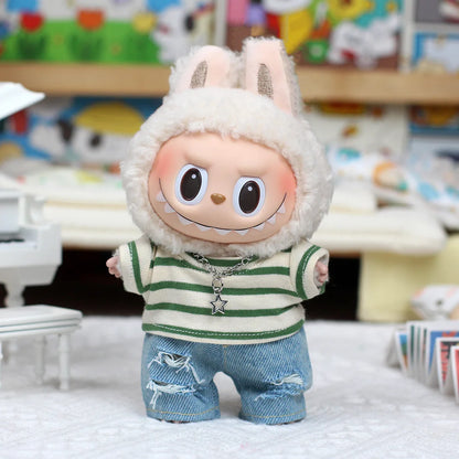 15-17cm Labubu & 10cm Cotton Doll Clothes – Summer 2-Piece Outfit with Shoes, V1-V3 Compatible