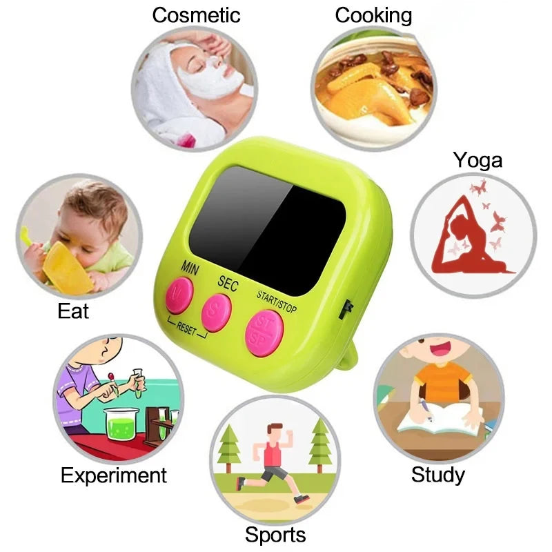 LCD Digital Kitchen Timer | Magnetic Cooking Countdown and Up Timer with Loud Alarm | Stonego Home Kitchen Accessory