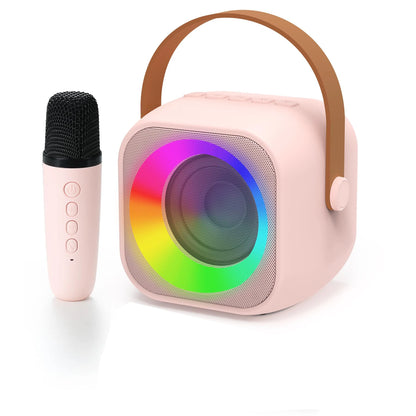 Haomuren Portable Karaoke Machine – Mini Bluetooth Speaker with 1-2 Wireless Microphones, Singing Toy for Kids & Family Party Gift