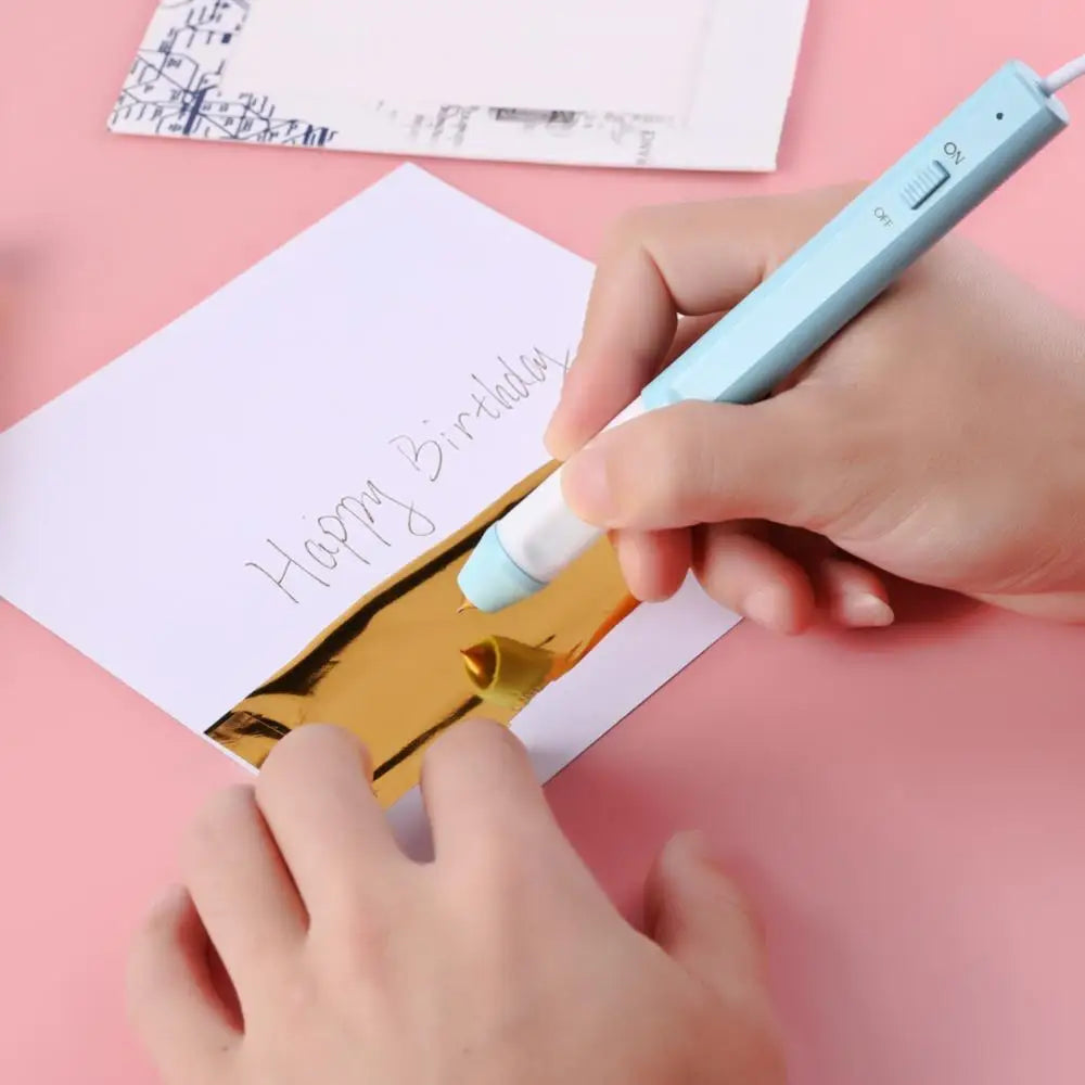 USB Hot Foil Pen with 0.8/1.5/2.5mm Tips – Slim Heat-Resistant Grip for DIY Calligraphy on Paper & Leather