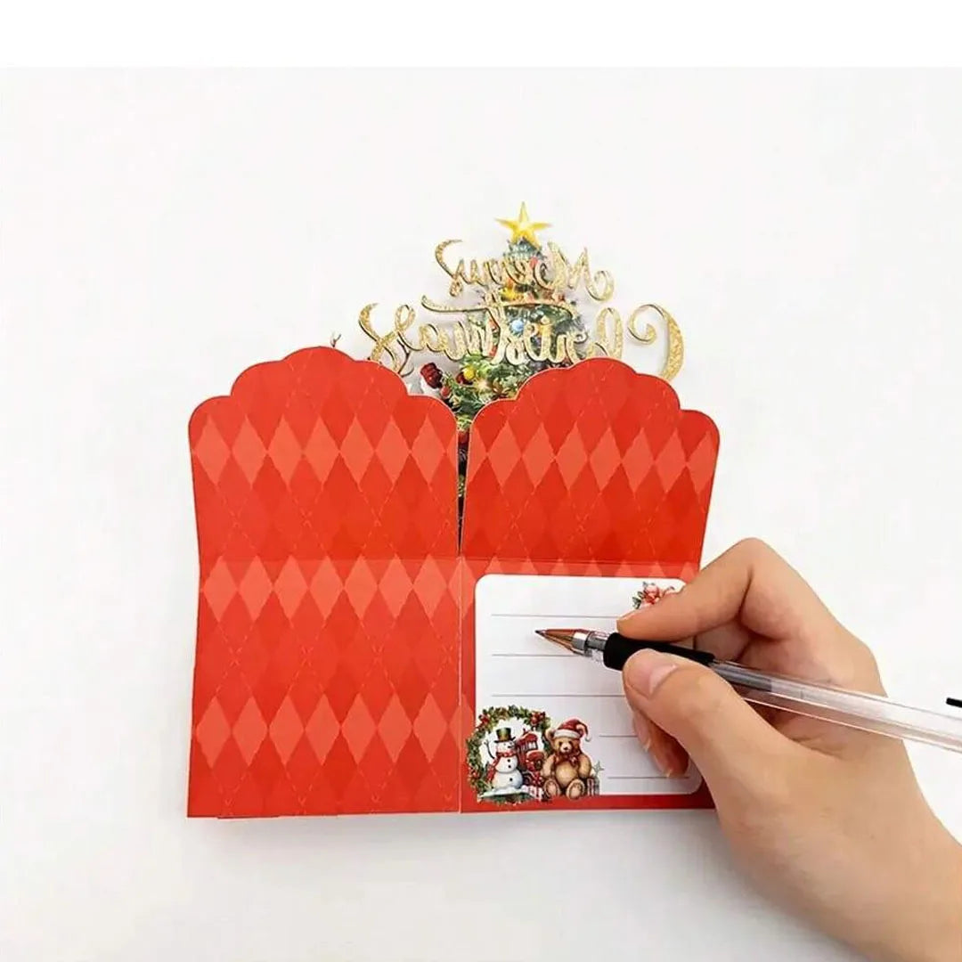 Christmas Party Greeting Cards — 3D Pop-Up Santa Card w/ Envelope | Merry Christmas & New Year 2026