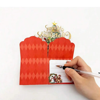 Christmas Party Greeting Cards — 3D Pop-Up Santa Card w/ Envelope | Merry Christmas & New Year 2026
