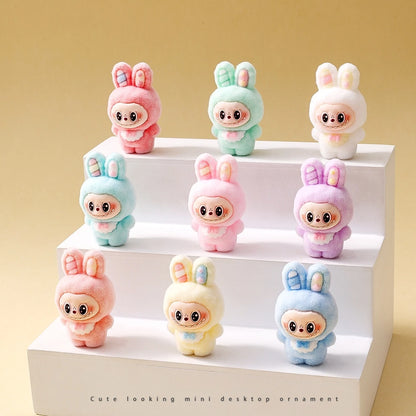 10pcs Babythree Rabbit Anime Flocked Action Figures Decorative Pendant Kawaii Desktop Dolls Toy Gifts
