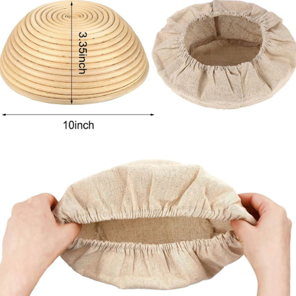 Fermented Linen Cloth Cover for Round Rattan Bread Proofing Basket - Bread Dough Banneton Flax Cloth Liner Bag