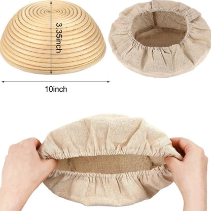 Fermented Linen Cloth Cover for Round Rattan Bread Proofing Basket - Bread Dough Banneton Flax Cloth Liner Bag