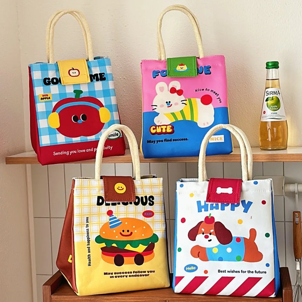 Cute Bento Lunch Bag – Large Capacity Insulated Tote for Office Workers, Students, and Fresh-Keeping Meals