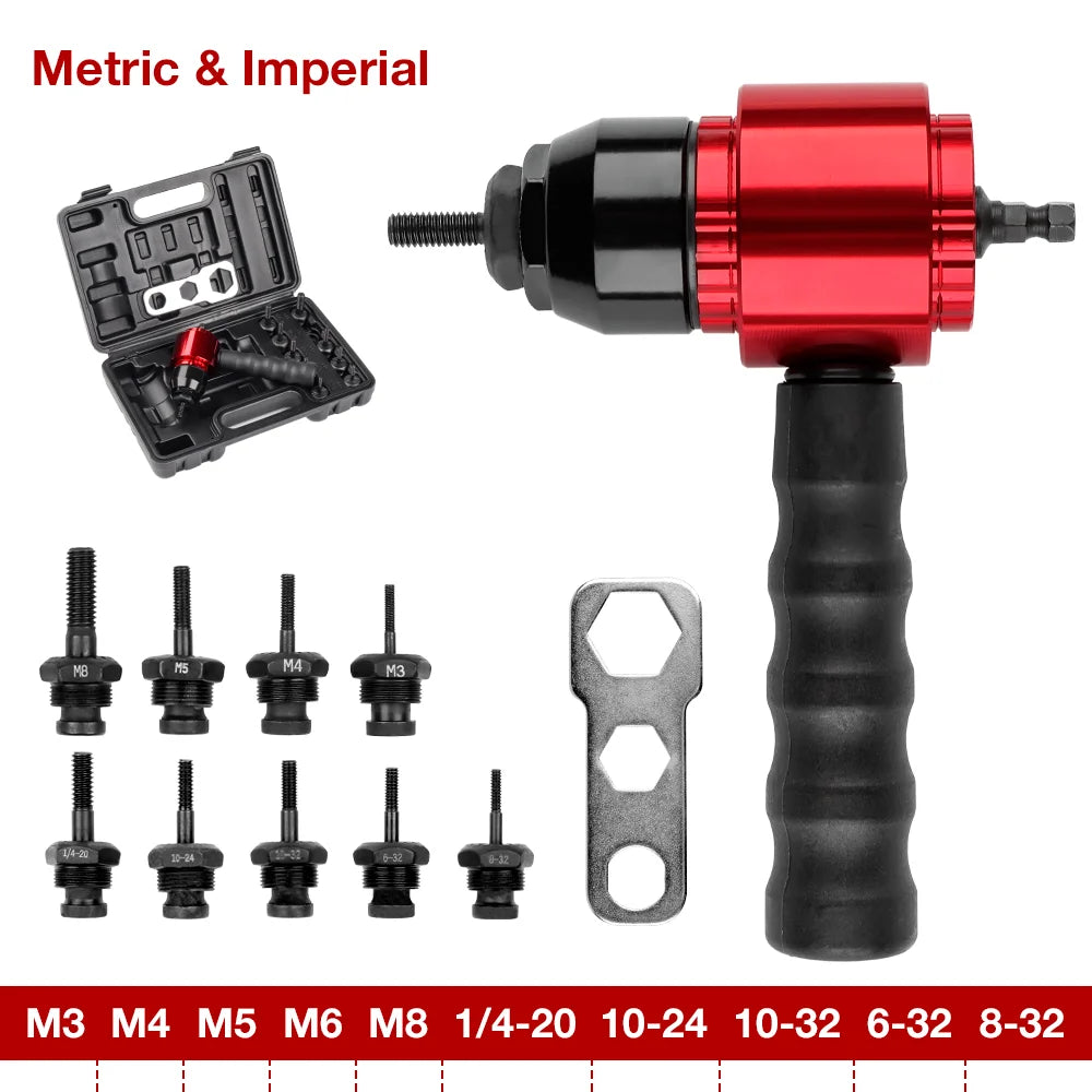Electric Rivet Nut Gun – M3-M8 DIY Home Riveting Tool, Plug-in Converter for Electric Drill