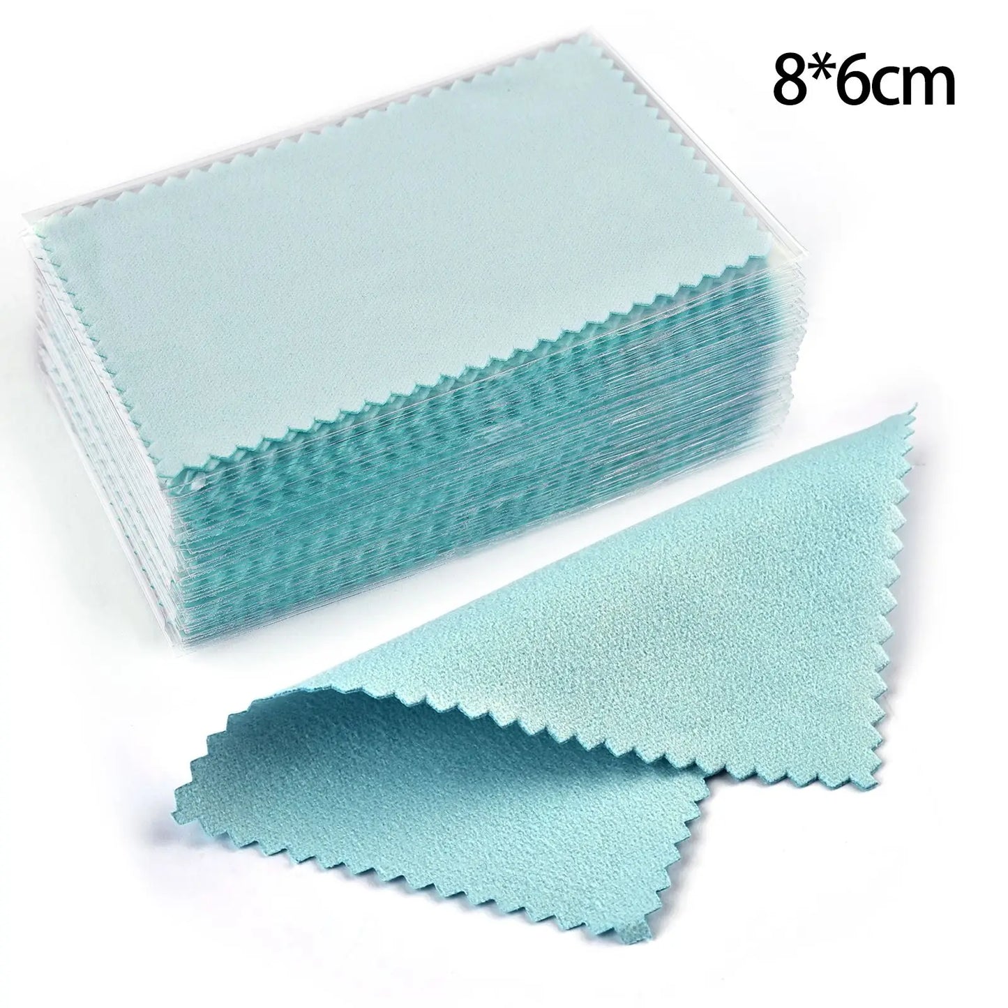 50pcs Silver Polishing Cloths 10x6.5cm & 8x8cm – Soft Cleaning Wipes for Necklaces, Rings & Jewelry Care