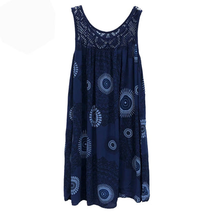 Women’s Summer Camisole Dress - Lace Print Sleeveless Loose Swing Maxi Dress Plus Size Long Skirt Outfit