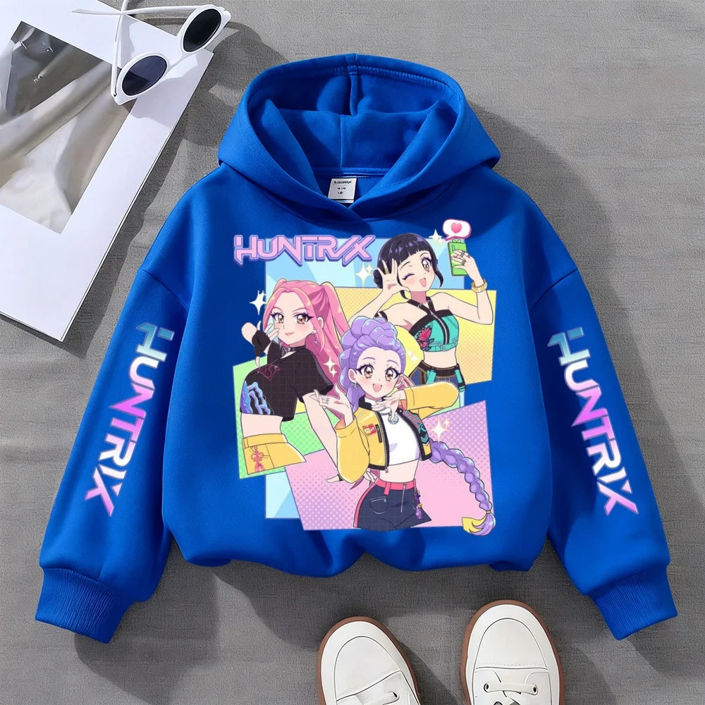 KPop Devil Hunter Printed Kids Hoodie – Autumn & Winter Warm Casual Sweatshirt for Boys & Girls
