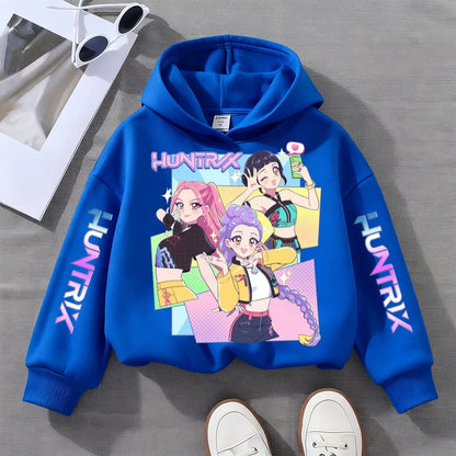 KPop Devil Hunter Printed Kids Hoodie – Autumn & Winter Warm Casual Sweatshirt for Boys & Girls