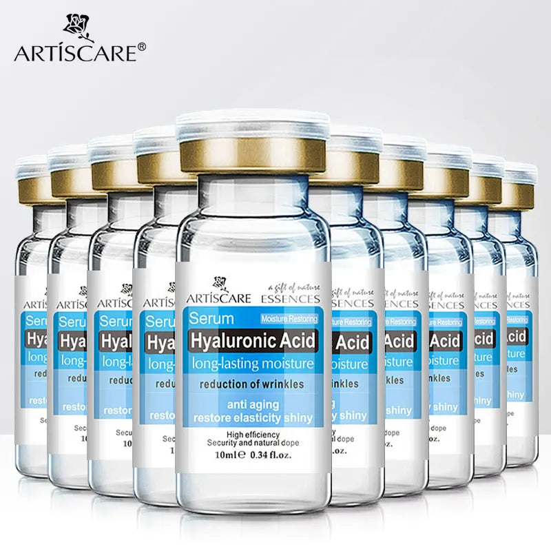 ARTISCARE Hyaluronic Acid Serum & VC Essence Cream - 10PCS Moisturizing Facial Care for Acne, Aging & Wrinkle Care