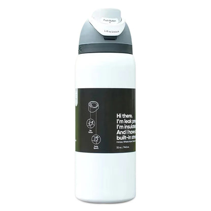 32oz Vacuum Insulated Stainless Steel Water Bottle with Straw – Thermal Cup for Outdoor Sports, Camping & Hiking