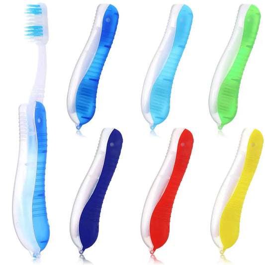 Portable Folding Travel Toothbrush with Built-In Protective Cover – Collapsible Compact Brush for Men & Women