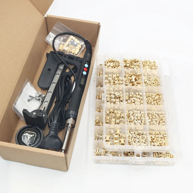 Heat Set Insert Tool Kit for 3D Printing – M2–M8 Brass Threaded Copper Nuts & Soldering Iron Tips