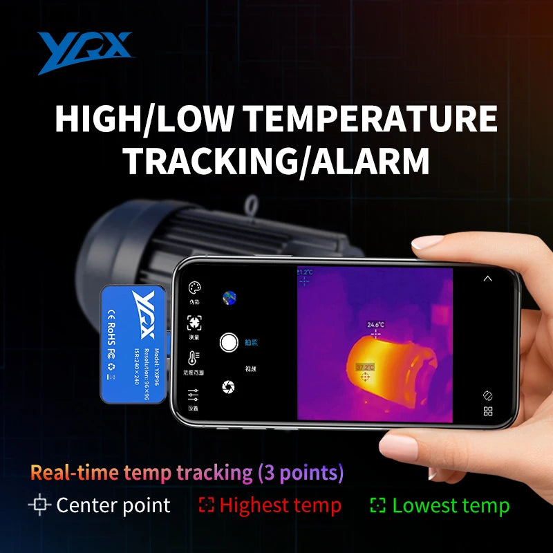 YXP96 Plug-In Thermal Imaging Camera - 96×96 Super Resolution 240×240 Infrared Imager for Android Phones with Type-C Connector