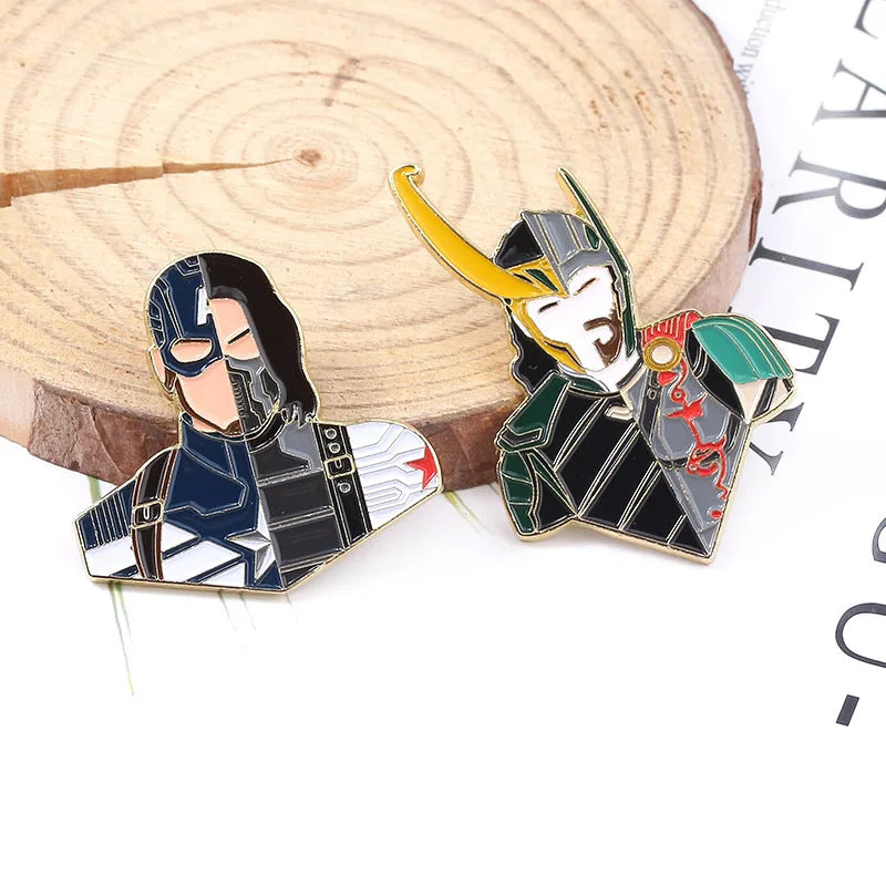 2-Piece American Hero Enamel Pin Set - Metal Lapel Badges for Cosplay & Gifts