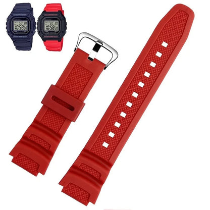 Rubber Silicone Watchband for Casio F-108WH, W-216H, W-218H, W-215, W-752, W-S200H & SGW-400/500H - Waterproof Replacement Watch Strap