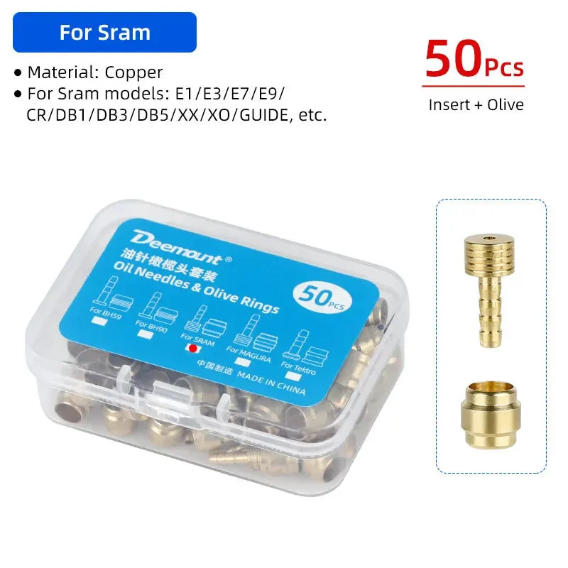 50pcs Bicycle Brake Olives & Inserts – Hydraulic Connector Replacements for SHIMANO BH90/BH59, SRAM, Magura, Tektro
