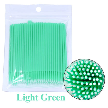 100pcs Eyelash Cleaning Brushes – Micro Cotton Swabs for Lash Extensions & Makeup Remover