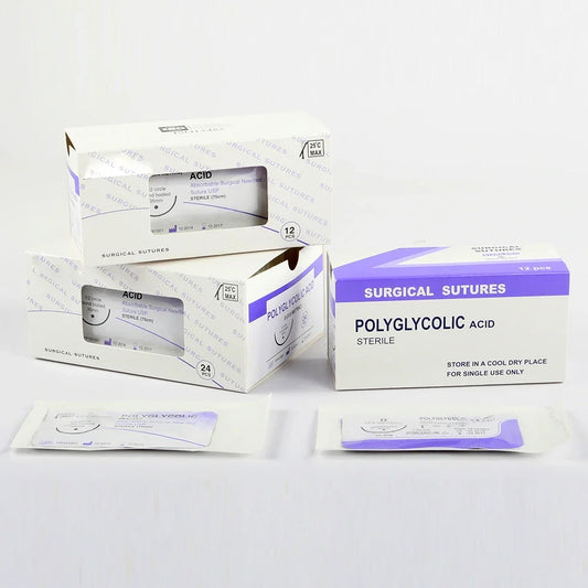 12PCS Absorbable Suture Thread for Pets – PGA 910, 75CM-90CM with Needle, 2/0-5/0 for Dog Suture Training