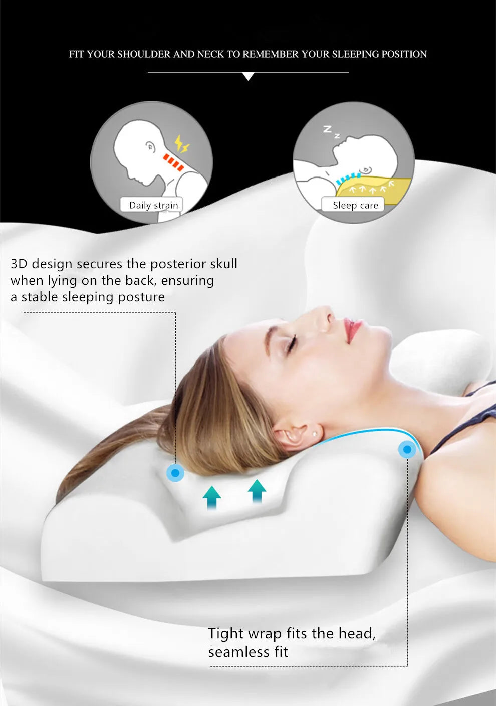 3D Beauty Side Sleep Pillow – Memory Foam Cervical Pillow, Anti-Wrinkle Face Support for Better Sleep
