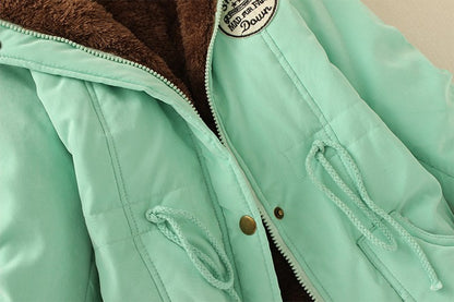 2024 Women's Winter Cotton Jacket – Slim Fit Hooded Parka, Embroidered Padded Warm Casual Overcoat