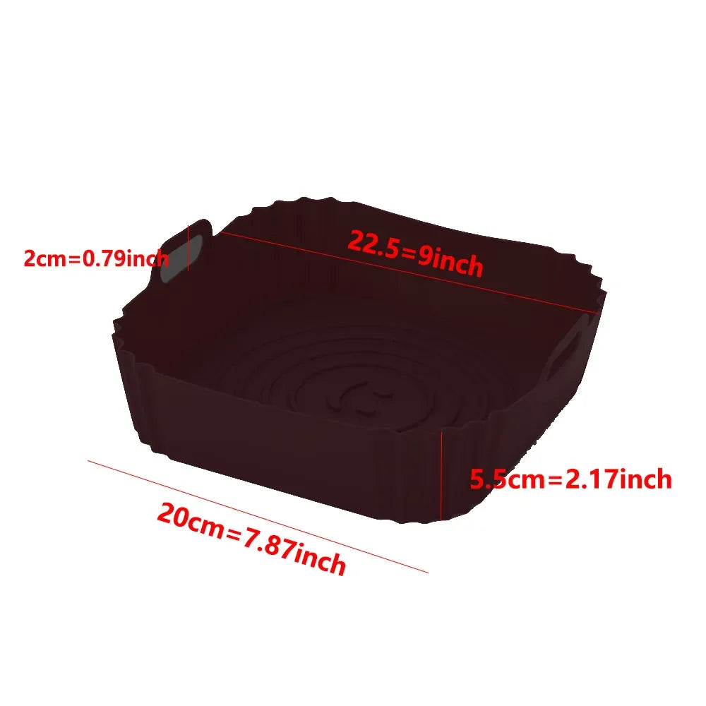 Silicone Air Fryers Oven Baking Tray - Pizza Fried Chicken Airfryer Silicone Basket, Reusable Airfryer Pan Liner Accessories
