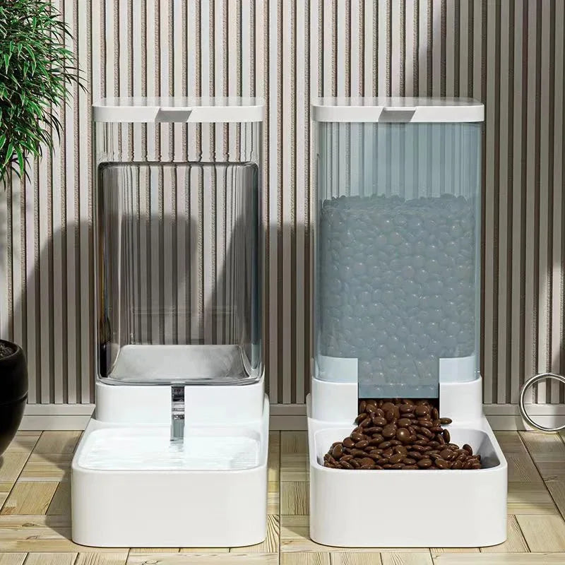 Transparent Automatic Pet Feeder – Food Storage Container & Water Bowl for Cats and Dogs