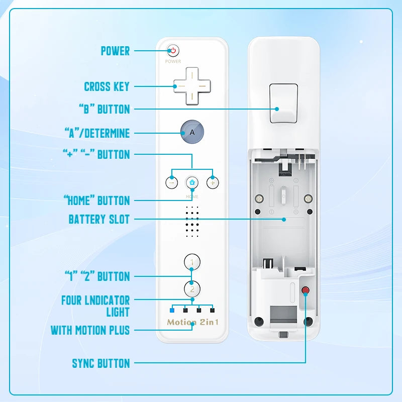 2-in-1 Nintendo Wii Controller Set — Wireless Motion Plus Gamepad with Silicone Case