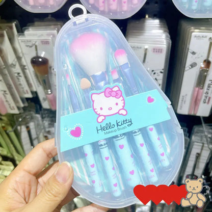 Sanrio Hello Kitty Makeup Brush Set - Anime Fashion Jewelry Blush, Eyebrow, Lip, Eyeshadow Brushes, Beauty Tools for Girls with Gift Box