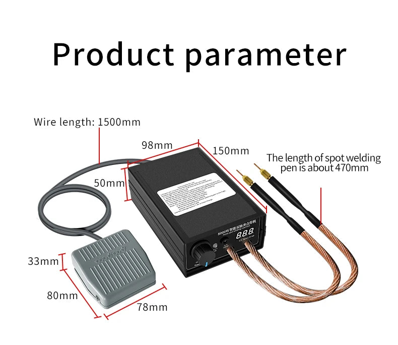8000W Mini Spot Welder Kit – Portable DIY 18650 Battery Pack Welding Machine for 0.15mm Nickel Strip