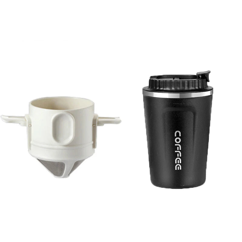 304 Stainless Steel Portable Coffee Filter – Reusable Drip Coffee Tea Holder Mug Set with Coffee Pot & Dripper