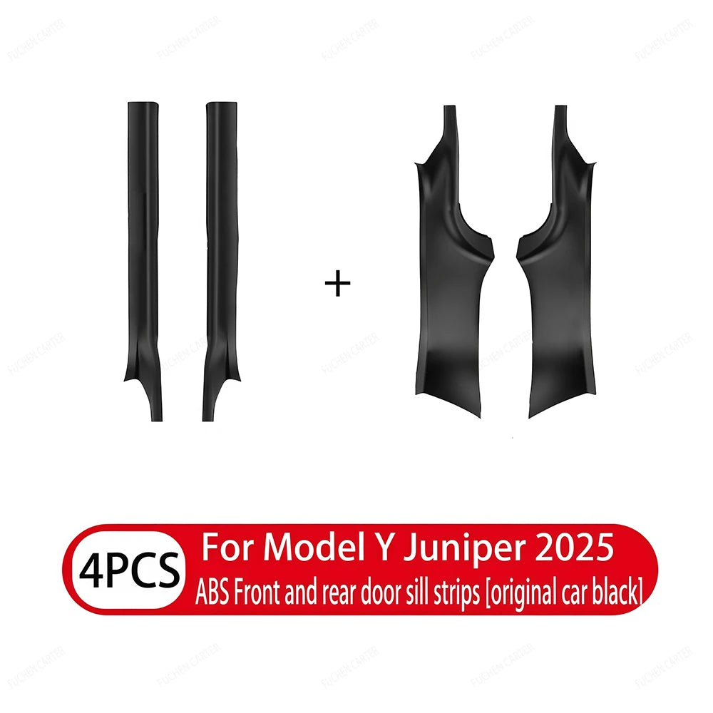 Tesla Model Y and YL Juniper 2025–2026 Door Sill Protectors – ABS Front and Rear Anti-Kick Threshold Guard Strips, Waterproof Pads