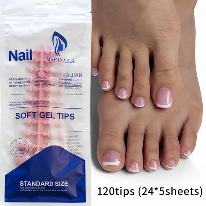 120PCS French Short Square Press-On Toenails – Nude Pink Full Cover False Toe Nails, Fake Nail Extensions for Wome