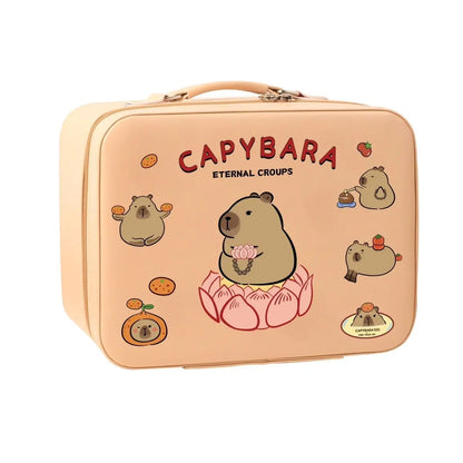 Kawaii Capybara Makeup Bag, Large Capacity Waterproof Anime Cosmetic Storage Handbag for Travel & Organization