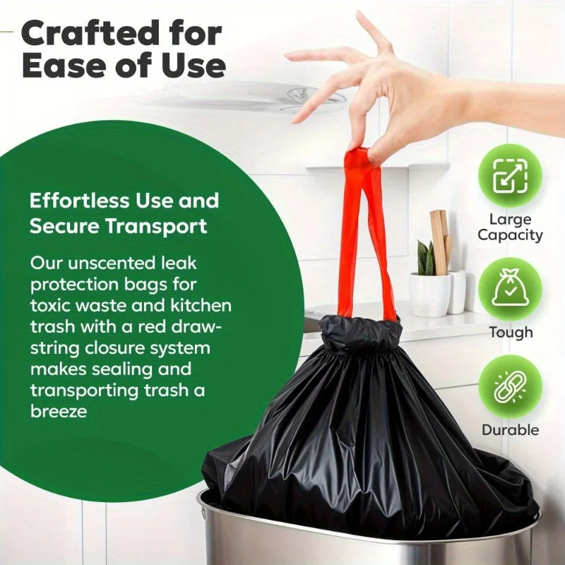 Heavy Duty Leak Proof Garbage Bags – 100pcs Extra Large 3.0mm Thick Tear Resistant Odor Proof Trash Bags Roll Pack