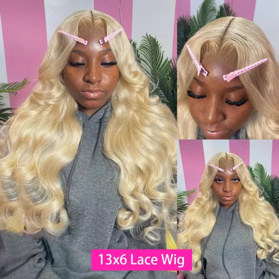 13x6 HD Lace Frontal Wig – 13x4 Transparent 613 Blonde Body Wave Human Hair Wig, 250 Density